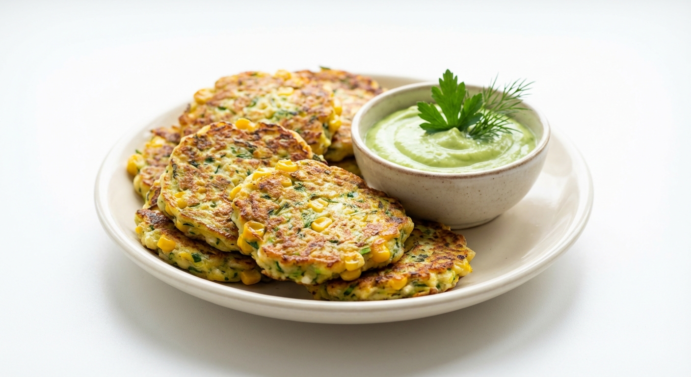 Placki z cukinii, kukurydzy i twarogu