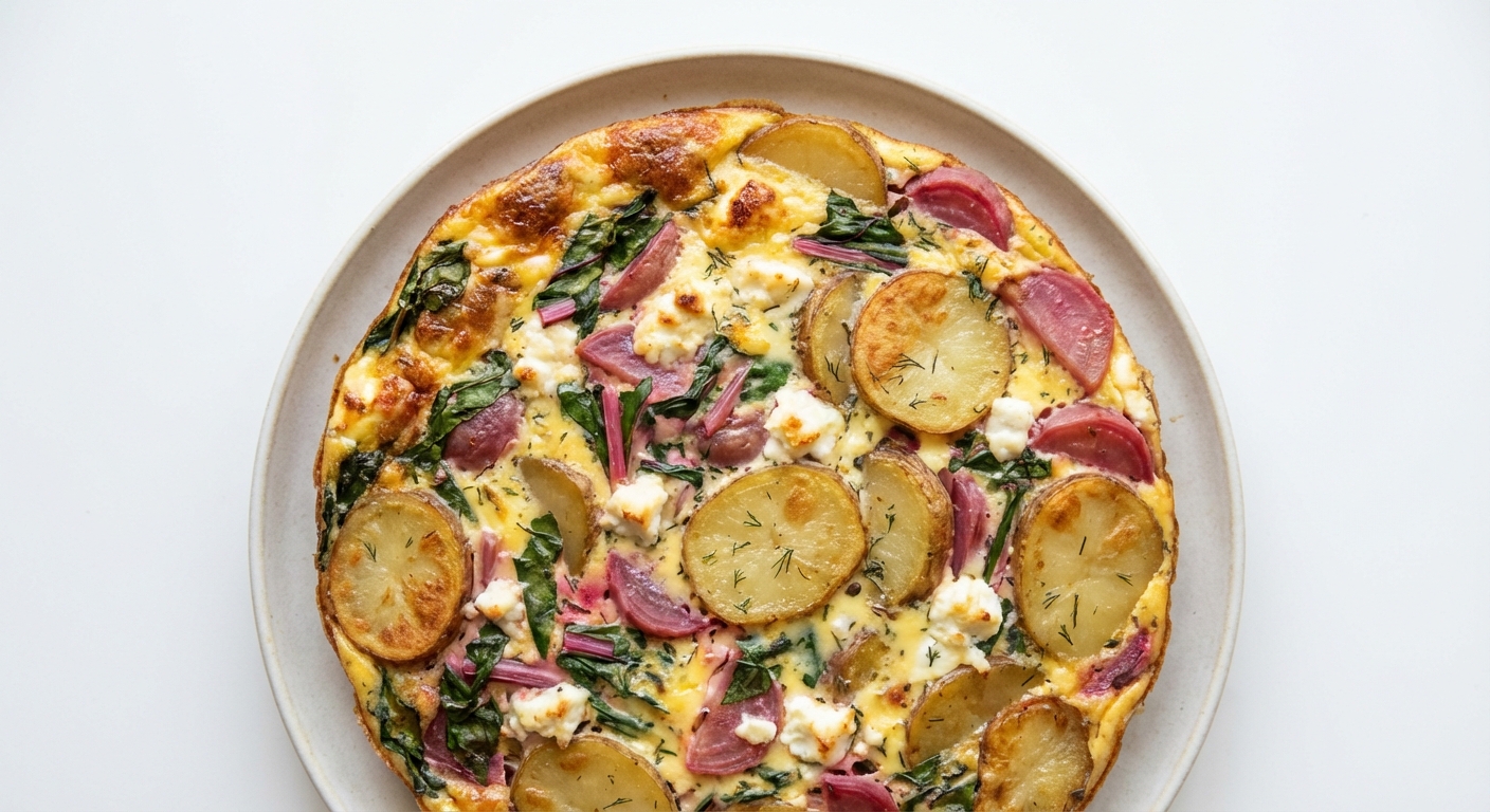 Frittata z Botwinką, Ziemniakami i Kozim Serem