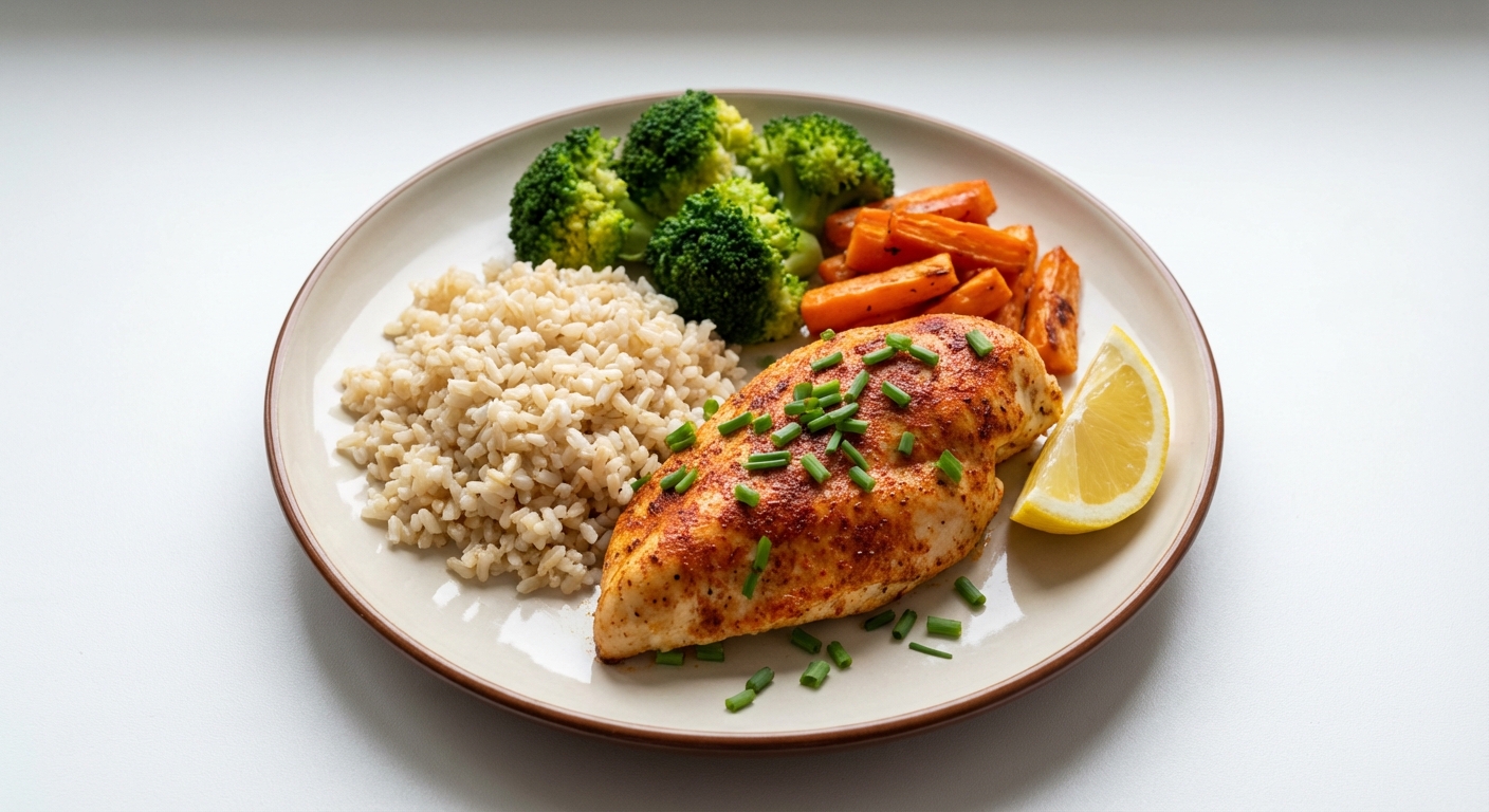 Pieczony kurczak z ryżem i warzywami