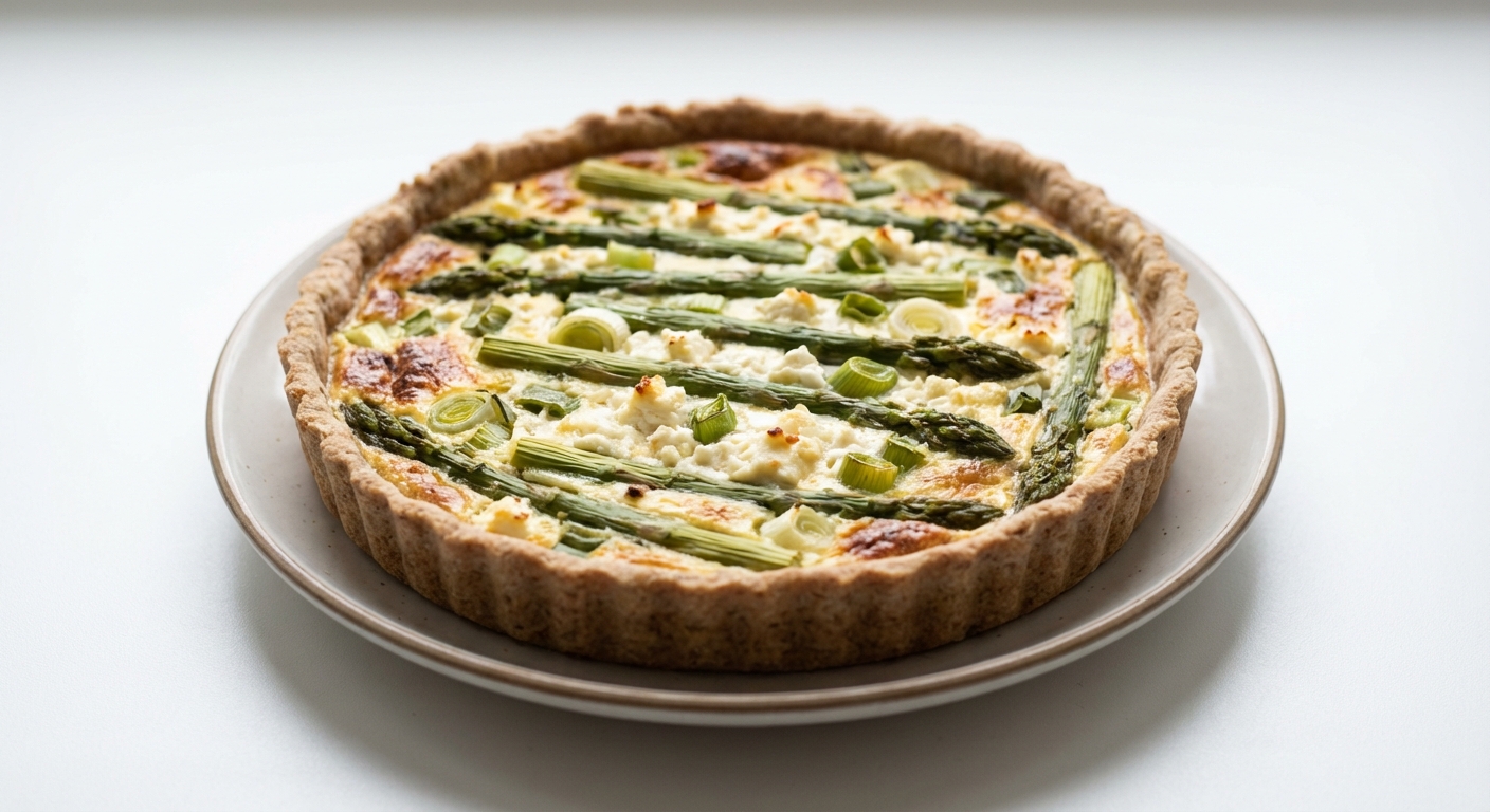 Tarta ze szparagami, dymką i twarogiem