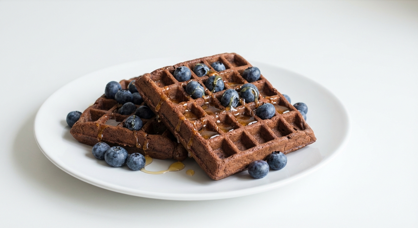 Kakaowe Gofry z Borówkami i Miodem