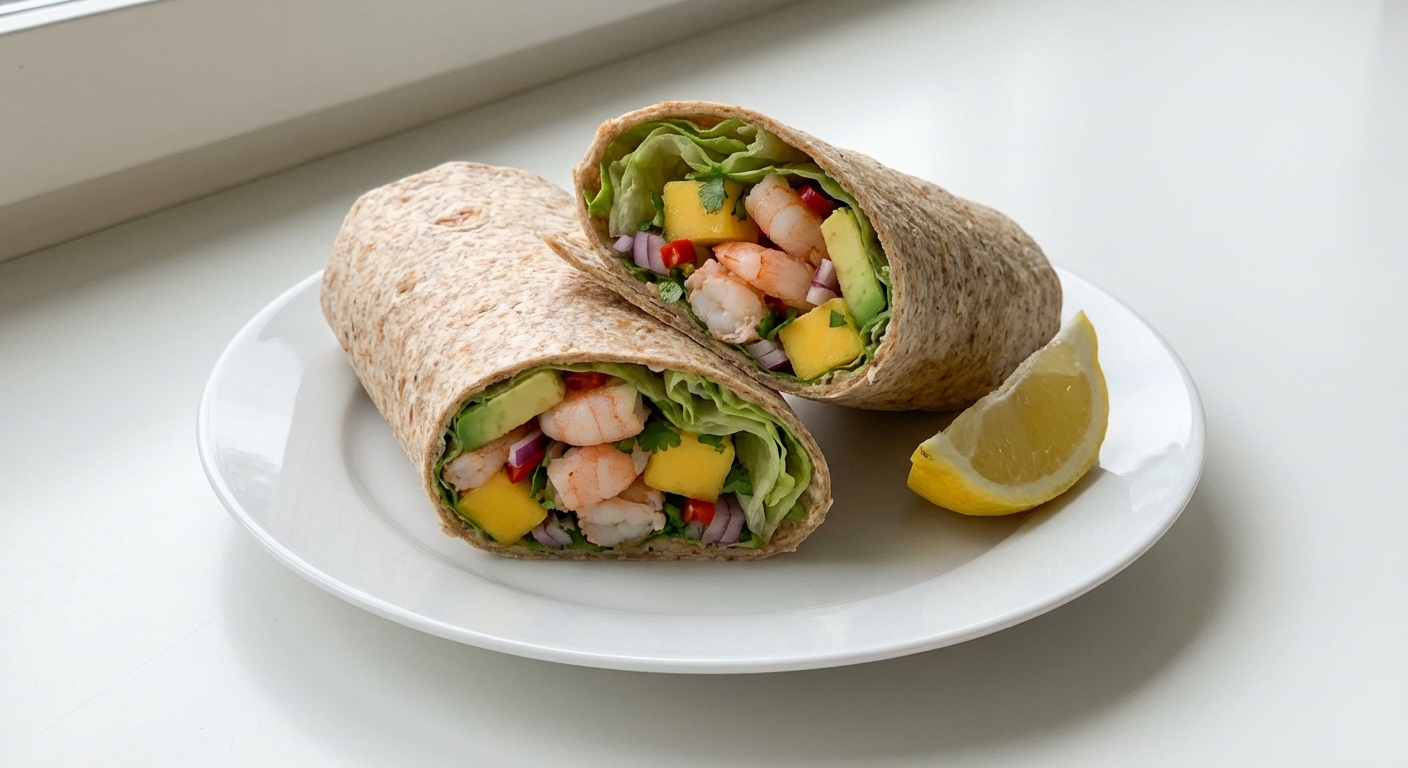 Wrap z krewetkami, mango i awokado