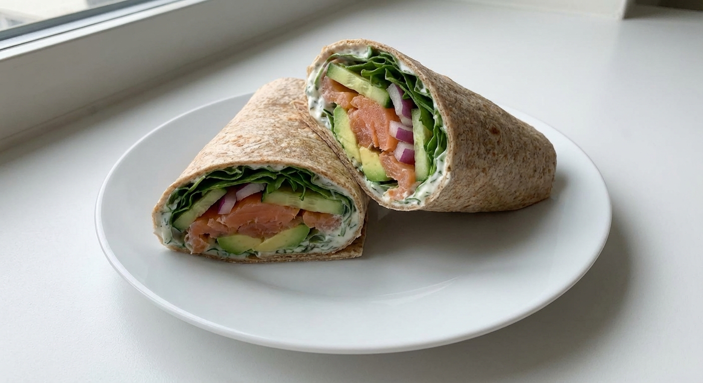 Wrap z Łososiem, Awokado i Rukolą