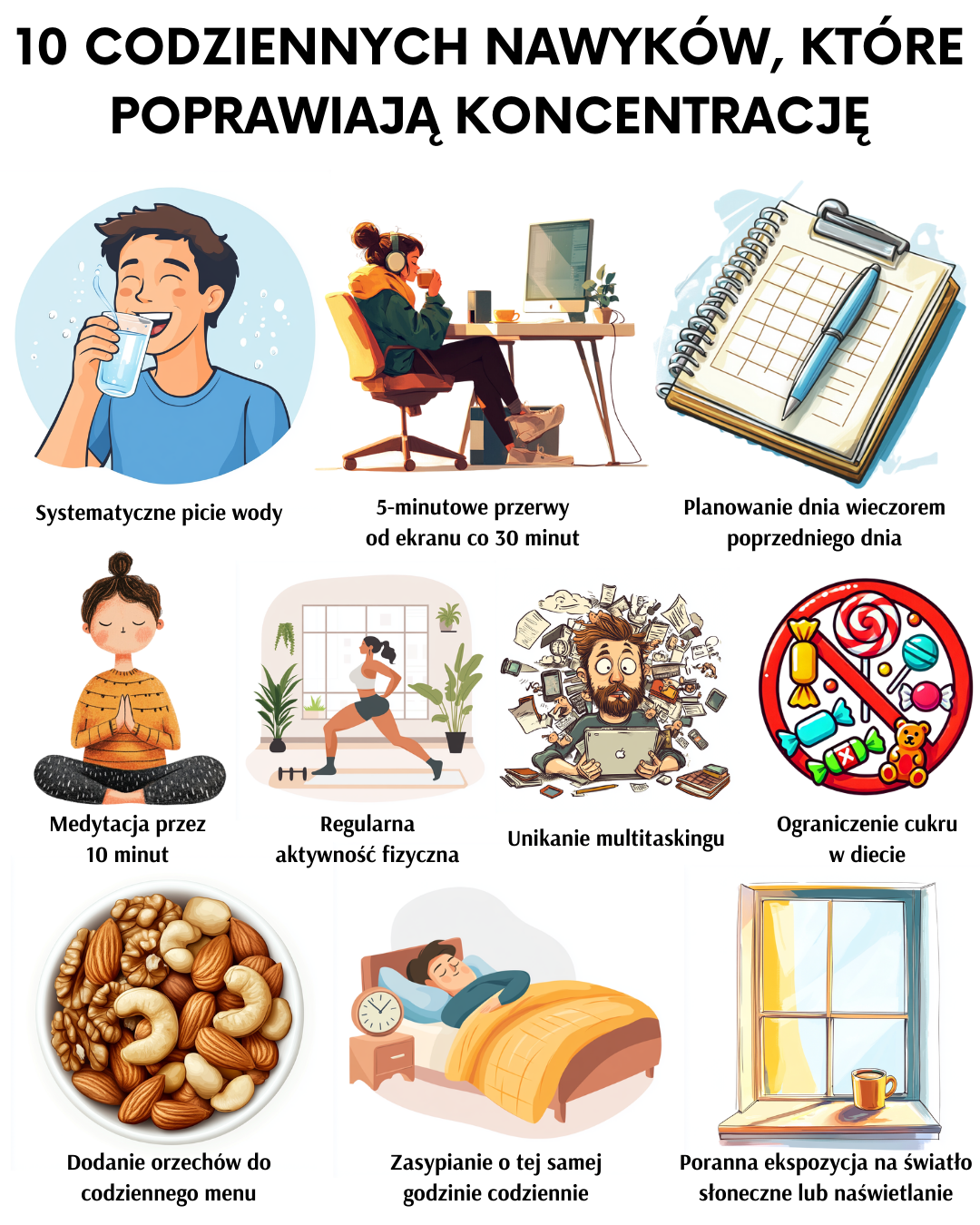 10 nawyków, które poprawią Twoją koncentrację i wydajność umysłową