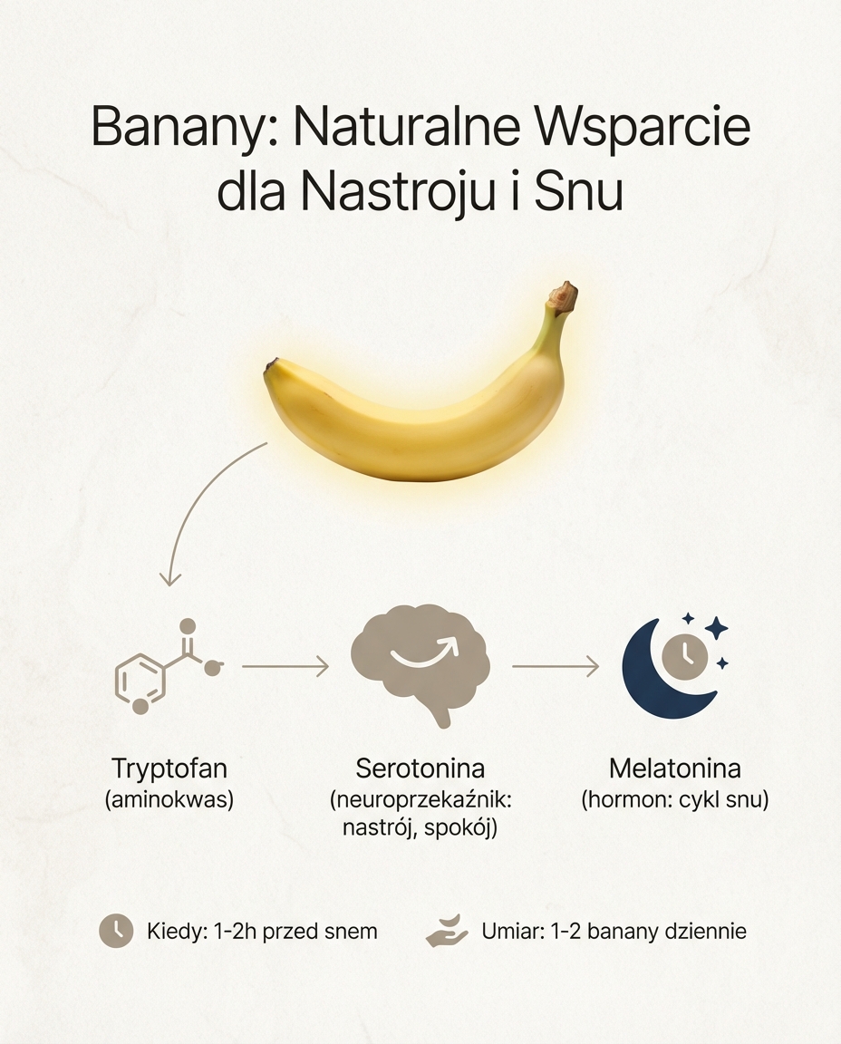 Banany a nastrój i jakość snu: Wpływ tryptofanuBanany dostarczają tryptofanu,...