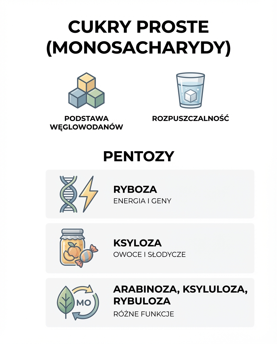 Cukry proste (monosacharydy)
To takie "cegiełki", z których budowane są bardz...