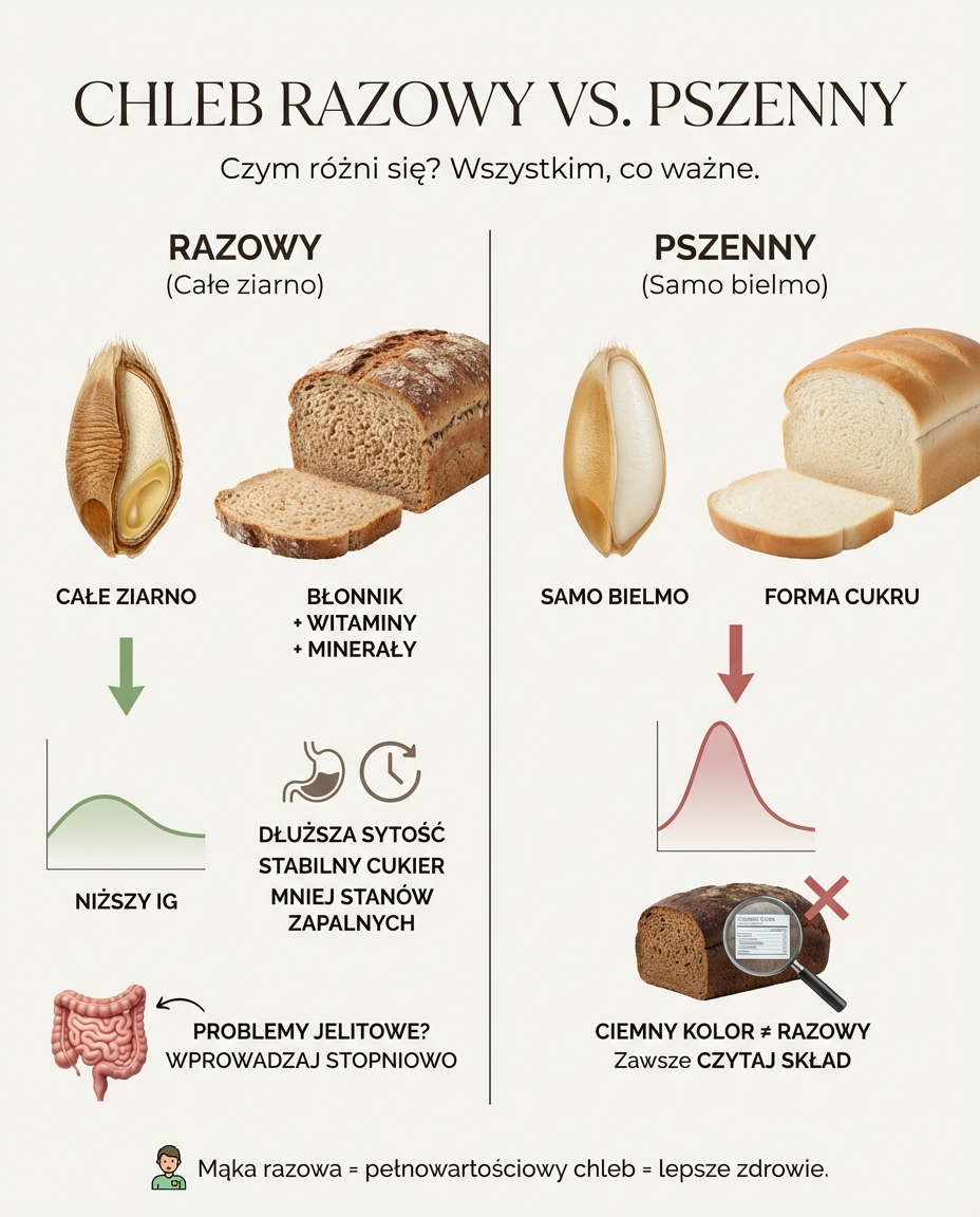 czym różni się chleb razowy od pszennego?
Jedna odpowiedź: wszystkim, co ważn...