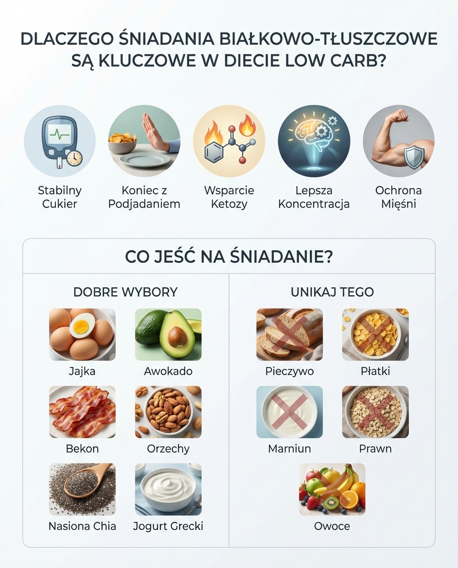 Dlaczego śniadania białkowo-tłuszczowe są kluczowe w diecie low carb?
Śniadan...