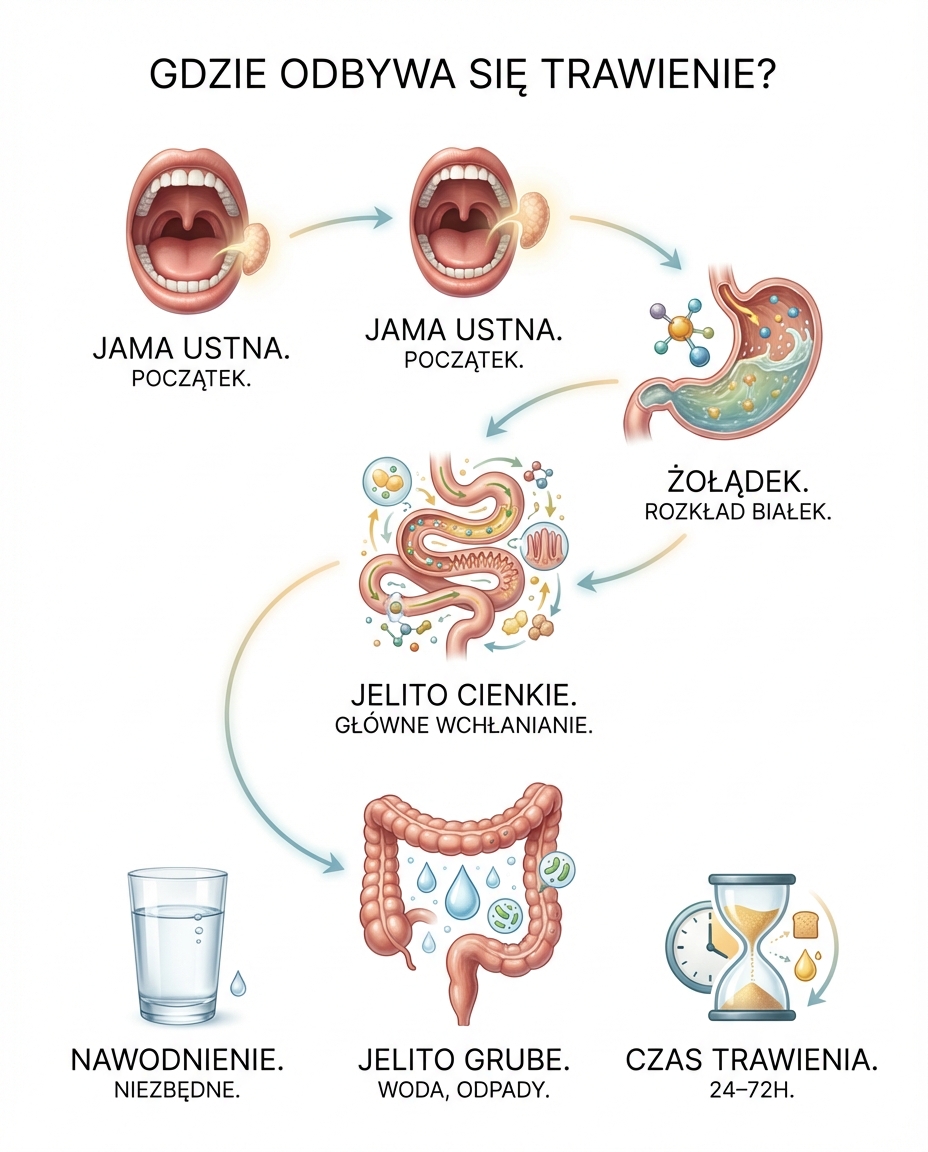 Gdzie odbywa się trawienie?