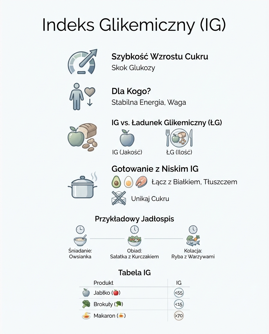 Indeks glikemiczny (IG) to wskaźnik pokazujący, jak szybko dany produkt podno...