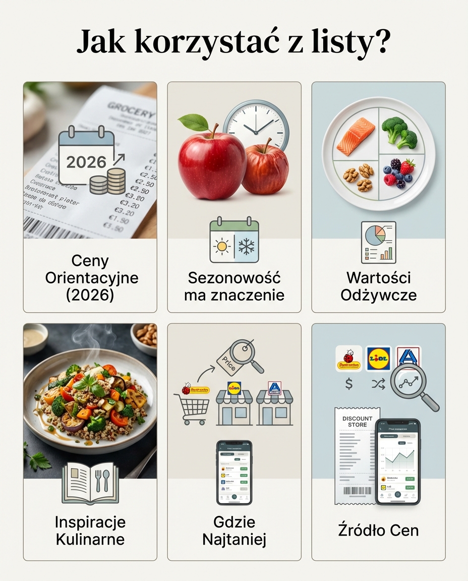 Jak korzystać z tej listy?
Przy każdym produkcie podaję: orientacyjną cenę z ...