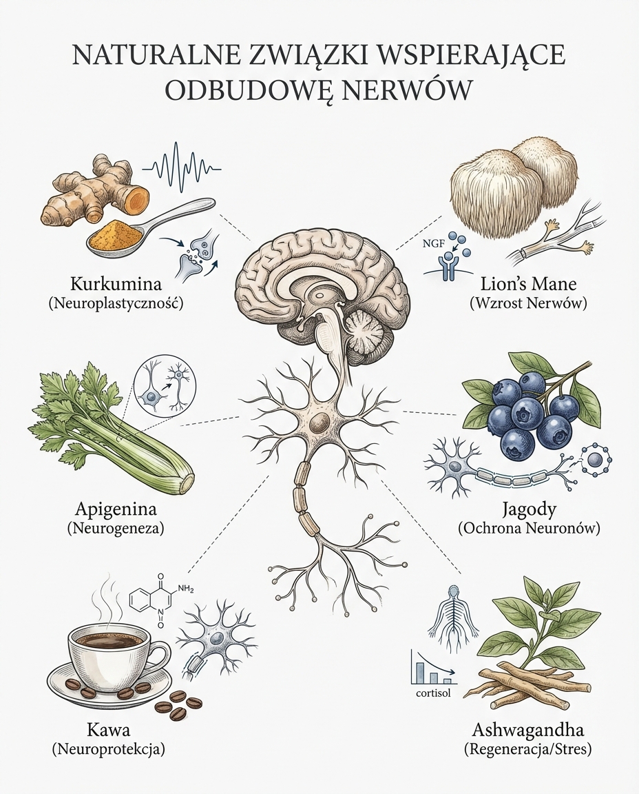 Naturalne związki wspierające odbudowę nerwów
Poniższe substancje mają udokum...