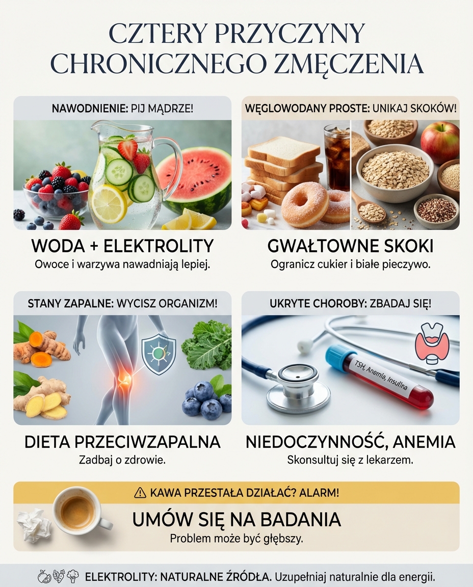 Oto cztery najczęstsze fizjologiczne przyczyny chronicznego zmęczenia:

Źle n...