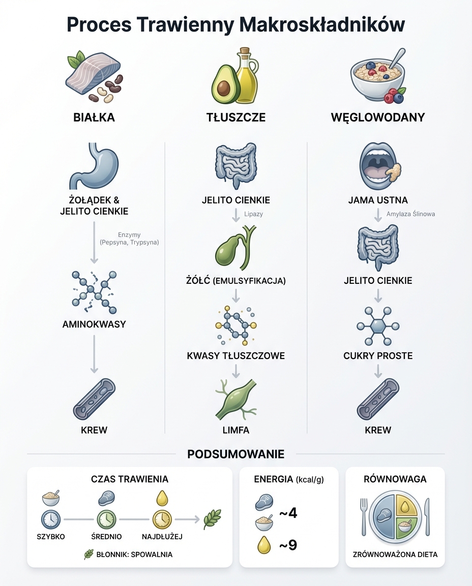 Proces trawienny poszczególnych składników pożywienia
Żywność, która ląduje ...