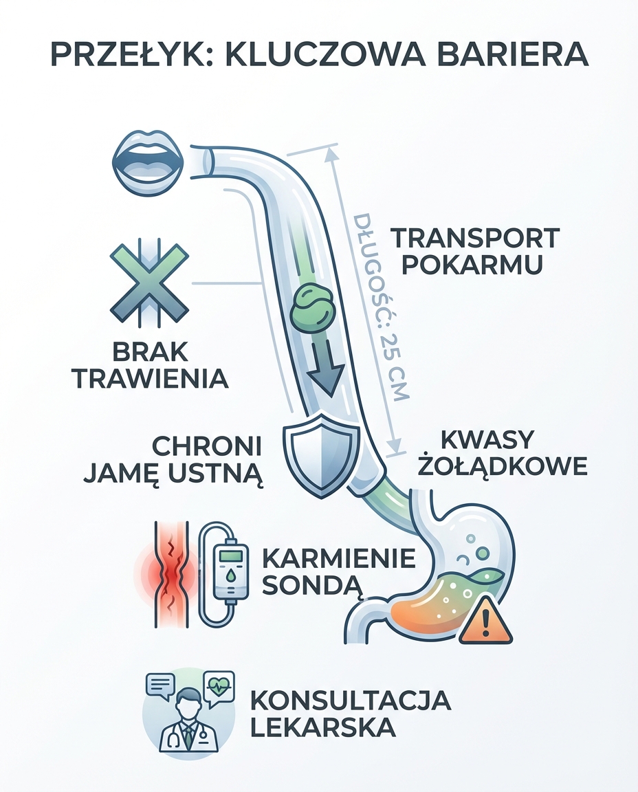 Przełyk
Jest to prosta rura o długości około 25 cm zbudowana z mięśni i błon....