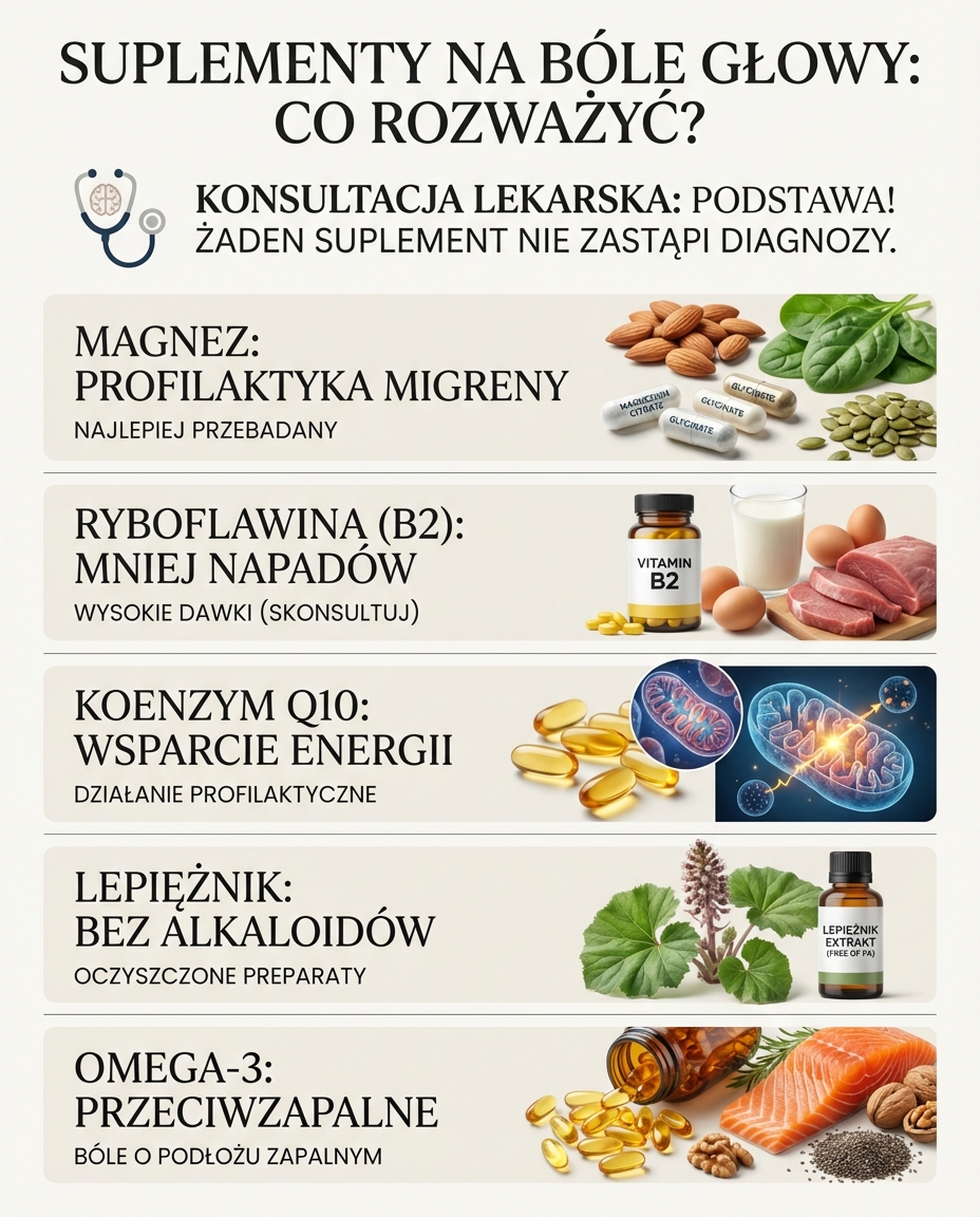 Suplementy diety na bóle głowy: co warto rozważyć?
Zanim sięgniesz po supleme...