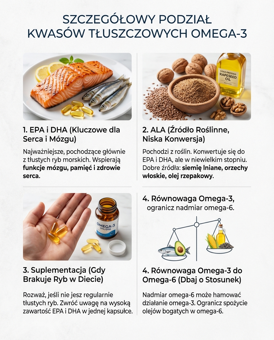 Szczegółowy podział kwasów tłuszczowych omega-3