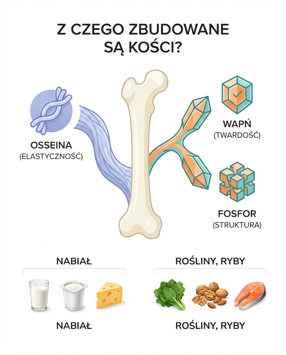 Z czego zbudowane są nasze kości? Kluczowe składniki
Kości są bardzo twardymi...