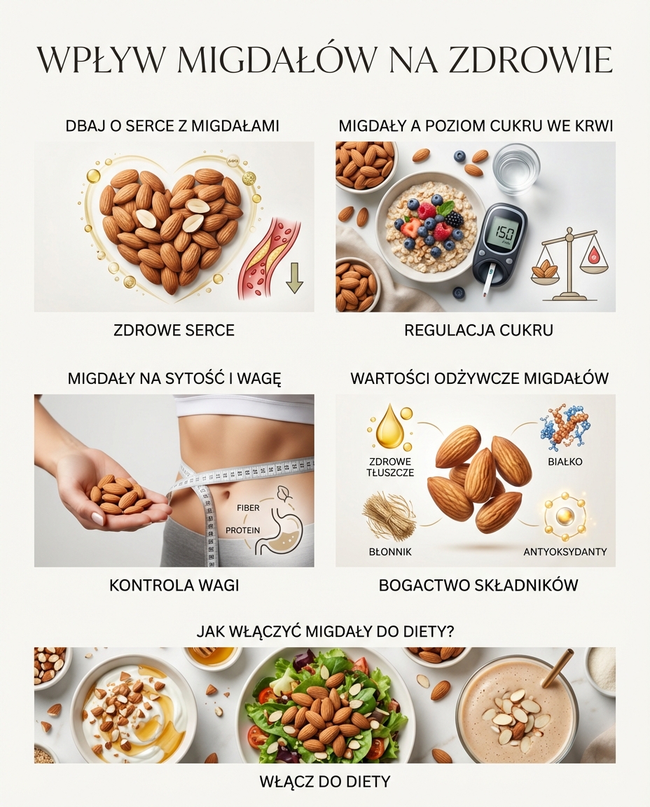 Wpływ migdałów na zdrowie
Regularne spożywanie migdałów, w ramach zbilansowan...